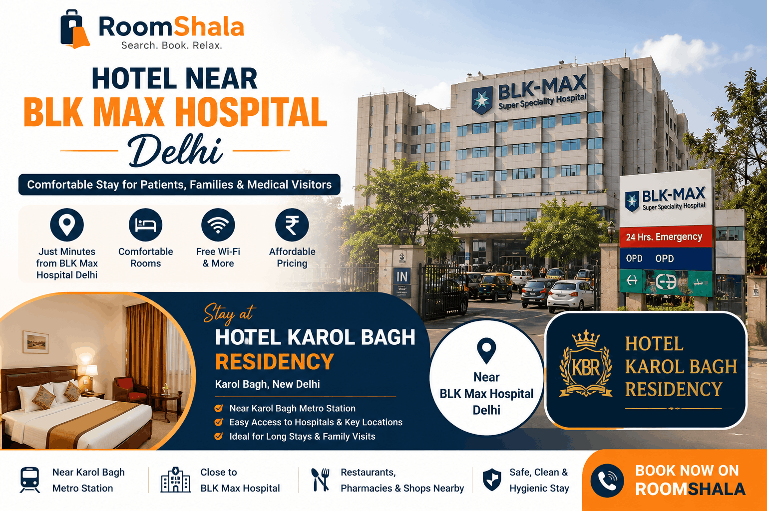 Hotel Karol Bagh Residency - Best Hotel Near BLK Max Hospital Delhi